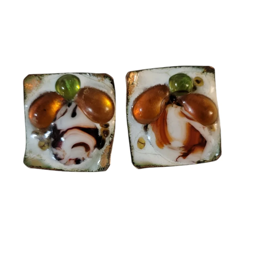 Hand Crafted Andree Bazot Paris Copper Earrings French 50's